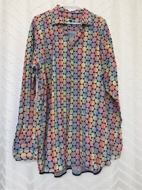 Visconti Black Multicolor Geometric Print Button-Down Shirt
